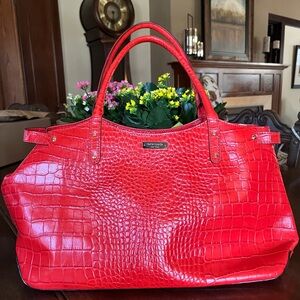 Kate Spade red faux crocodile handbag purse